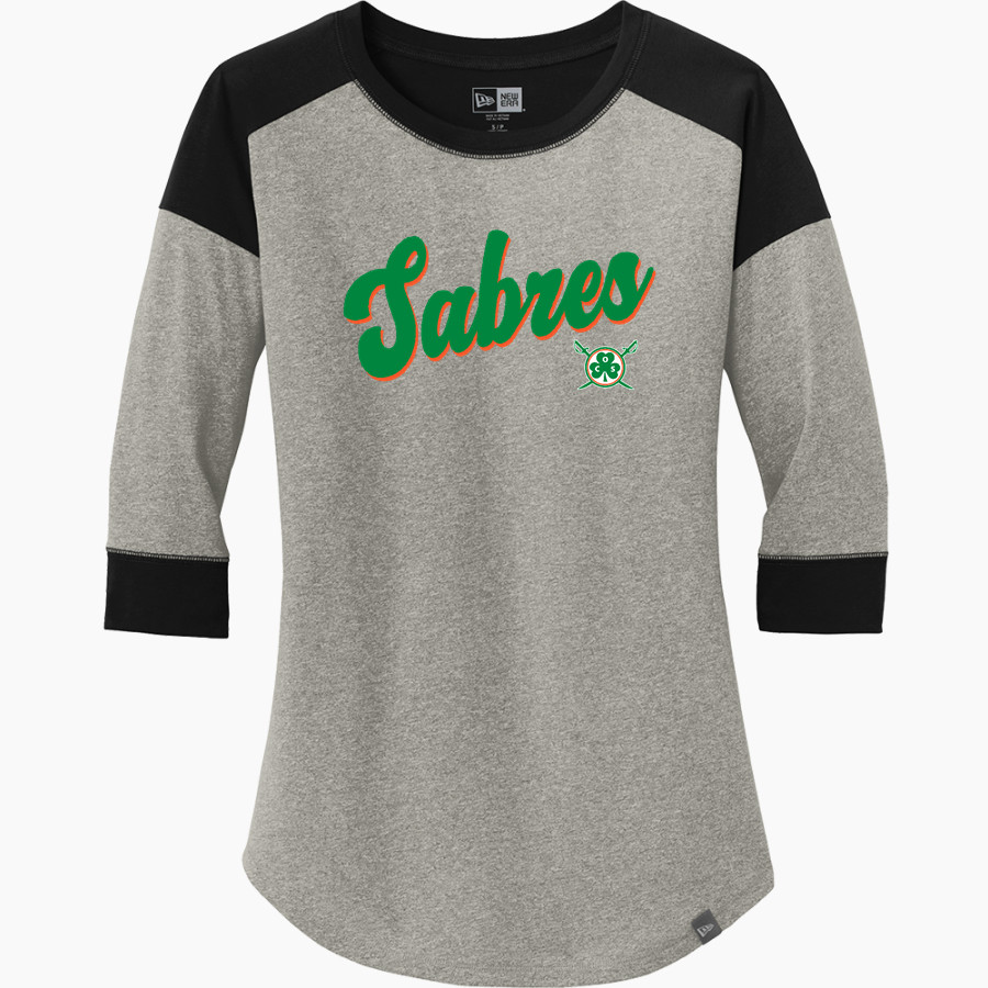 Communion of Saints School Sabres official sideline store New Era Ladies Heritage Blend 3/4-Sleeve Baseball Raglan Tee