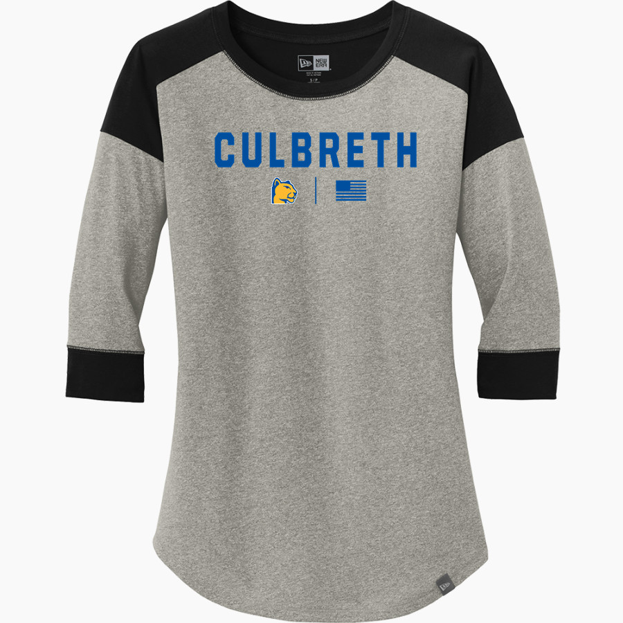 CULBRETH Cougars <span class="pdp-name-mascot">GREY CULBRETH MIDDLE SCHOOL Cougars</span> New Era Ladies Heritage Blend 3/4-Sleeve Baseball Raglan Tee