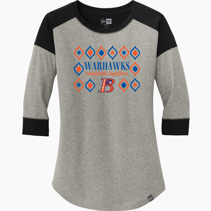 Bloomfield Warhawks New Era Ladies Heritage Blend 3/4-Sleeve Baseball Raglan Tee