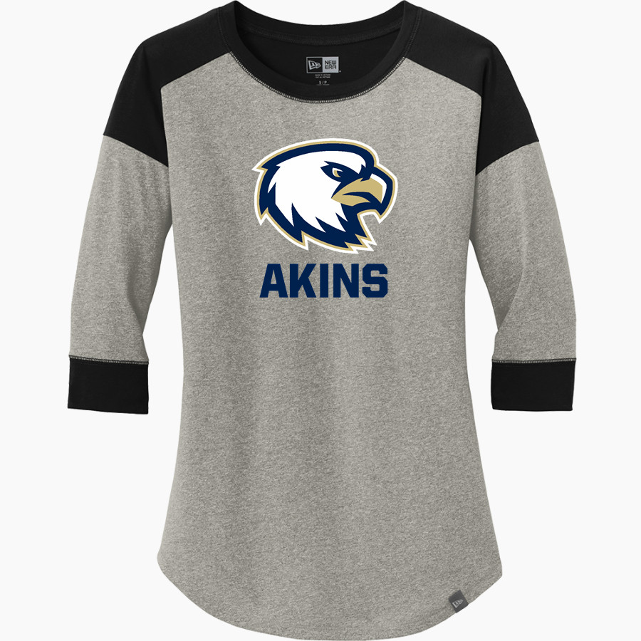 Akins Eagles <span class="pdp-name-mascot">Akins Eagles</span> New Era Ladies Heritage Blend 3/4-Sleeve Baseball Raglan Tee