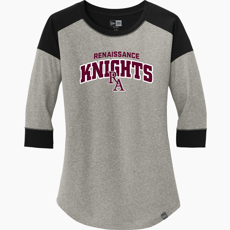 Renaissance Knights <span class="pdp-name-mascot">Renaissance Knights</span> New Era Ladies Heritage Blend 3/4-Sleeve Baseball Raglan Tee