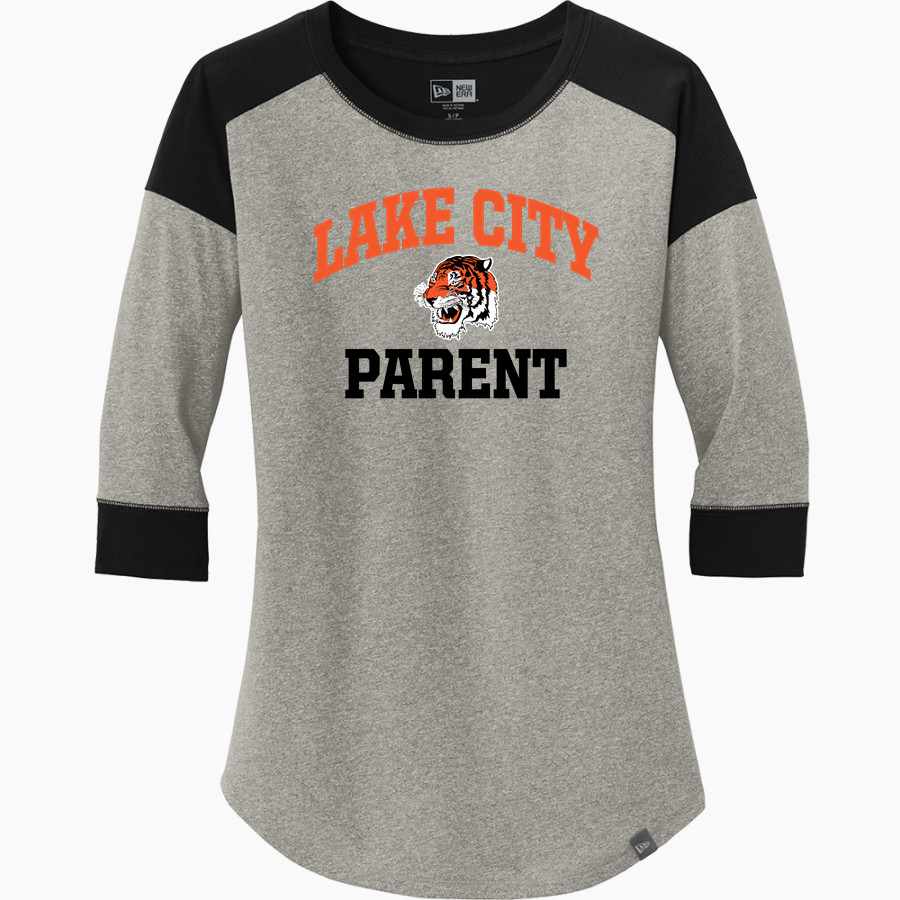 LAKE CITY HIGH SCHOOL TIGERS <span class="pdp-name-mascot">LAKE CITY TIGERS</span> New Era Ladies Heritage Blend 3/4-Sleeve Baseball Raglan Tee