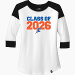 EDISON HIGH SCHOOL CHARGERS <span class="pdp-name-mascot">EDISON CHARGERS</span> New Era Ladies Heritage Blend 3/4-Sleeve Baseball Raglan Tee Front Thumbnail