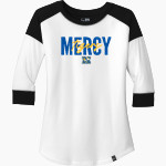 Mercy High School Tigers Online Store <span class="pdp-name-mascot">Mercy Tigers</span> New Era Ladies Heritage Blend 3/4-Sleeve Baseball Raglan Tee Front Thumbnail