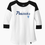 Upper Iowa University Peacocks <span class="pdp-name-mascot">UIU Peacocks</span> New Era Ladies Heritage Blend 3/4-Sleeve Baseball Raglan Tee Front Thumbnail