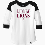 Ludlow Lions <span class="pdp-name-mascot">Lions</span> New Era Ladies Heritage Blend 3/4-Sleeve Baseball Raglan Tee Front Thumbnail