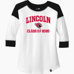 LINCOLN HIGH SCHOOL CARDINALS <span class="pdp-name-mascot">LINCOLN CARDINALS</span> New Era Ladies Heritage Blend 3/4-Sleeve Baseball Raglan Tee Front Thumbnail