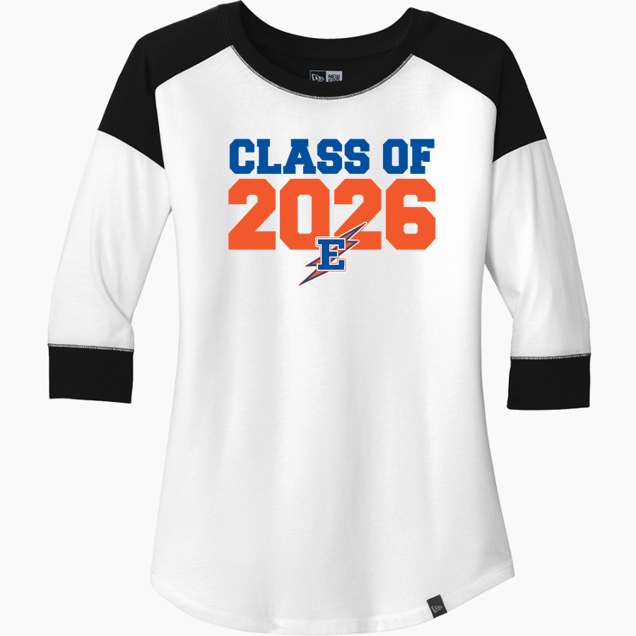 EDISON HIGH SCHOOL CHARGERS <span class="pdp-name-mascot">EDISON CHARGERS</span> New Era Ladies Heritage Blend 3/4-Sleeve Baseball Raglan Tee