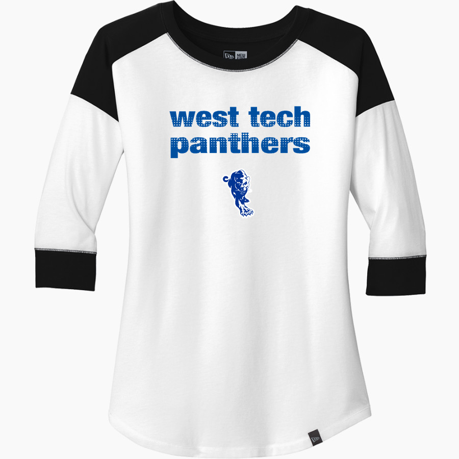 West Tech Panthers New Era Ladies Heritage Blend 3/4-Sleeve Baseball Raglan Tee