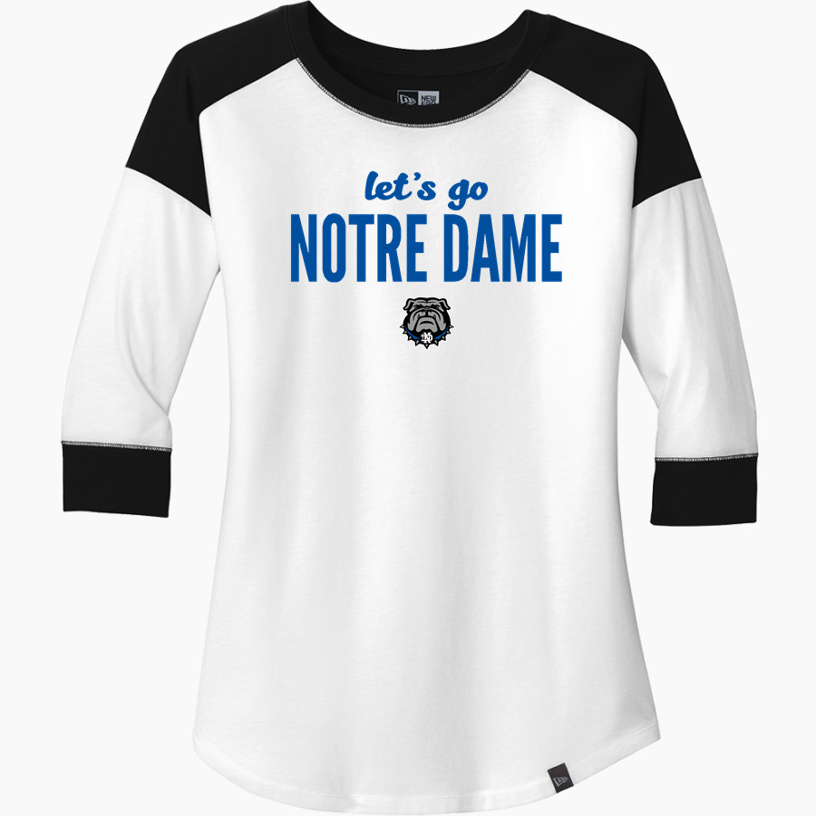 Notre Dame Bulldogs <span class="pdp-name-mascot">Notre Dame Bulldogs</span> New Era Ladies Heritage Blend 3/4-Sleeve Baseball Raglan Tee