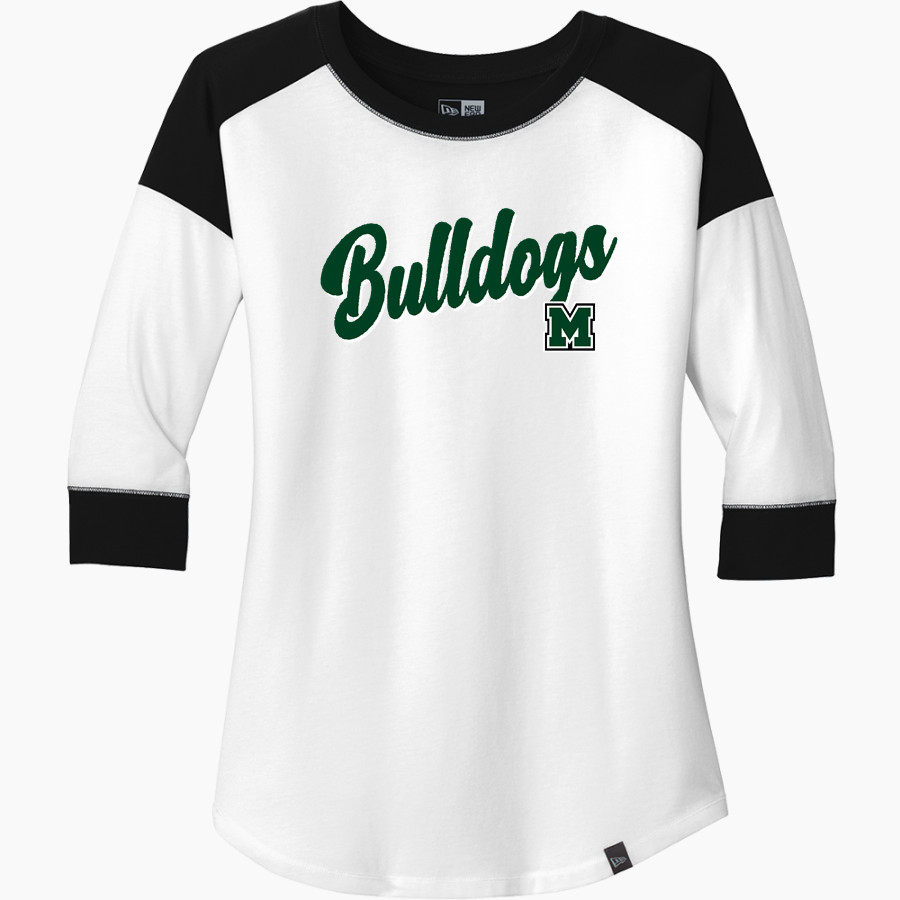 MELBOURNE HIGH SCHOOL BULLDOGS <span class="pdp-name-mascot">MELBOURNE BULLDOGS</span> New Era Ladies Heritage Blend 3/4-Sleeve Baseball Raglan Tee