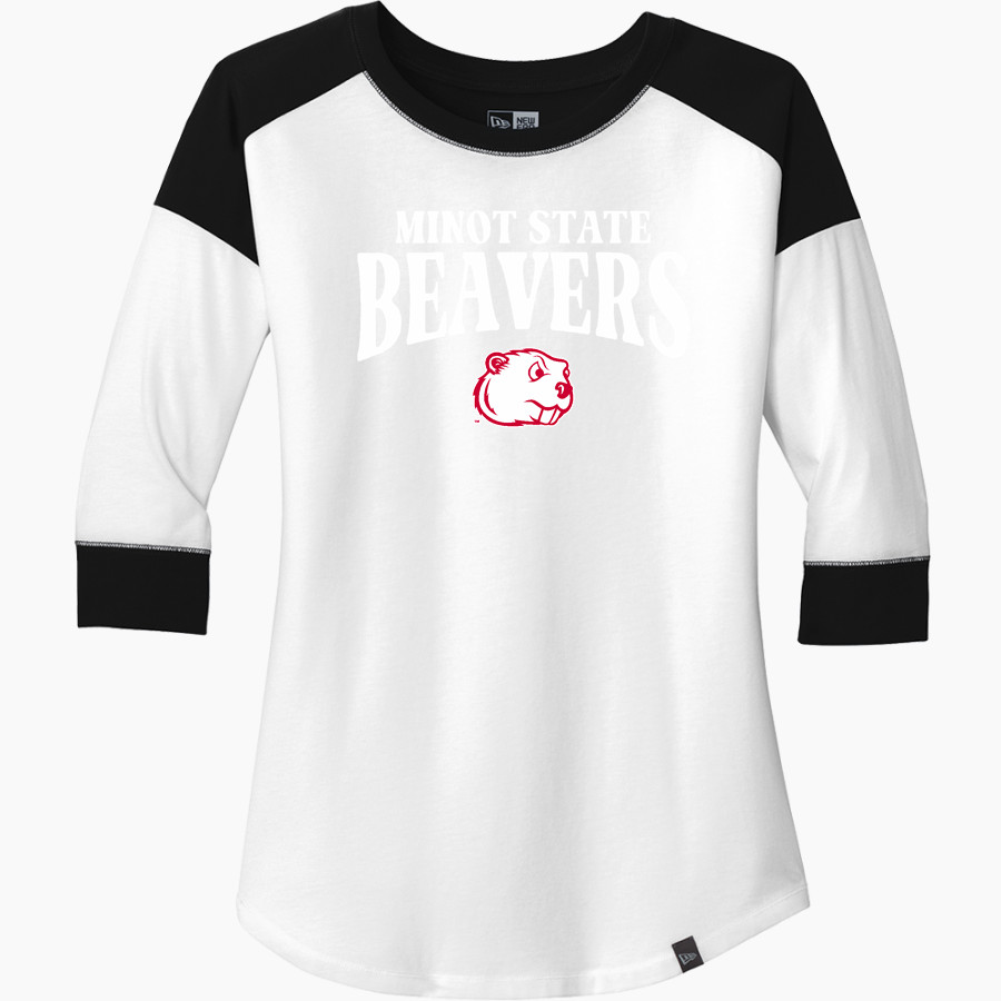 Minot State Beavers <span class="pdp-name-mascot">Minot State Beavers</span> New Era Ladies Heritage Blend 3/4-Sleeve Baseball Raglan Tee