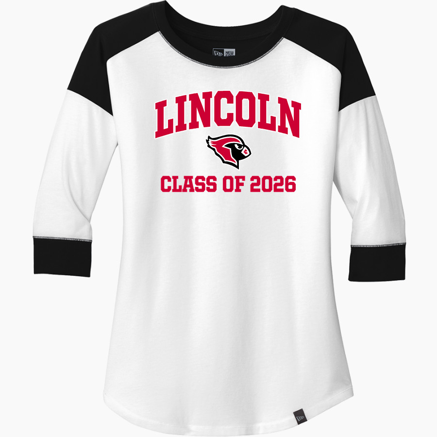 LINCOLN HIGH SCHOOL CARDINALS <span class="pdp-name-mascot">LINCOLN CARDINALS</span> New Era Ladies Heritage Blend 3/4-Sleeve Baseball Raglan Tee