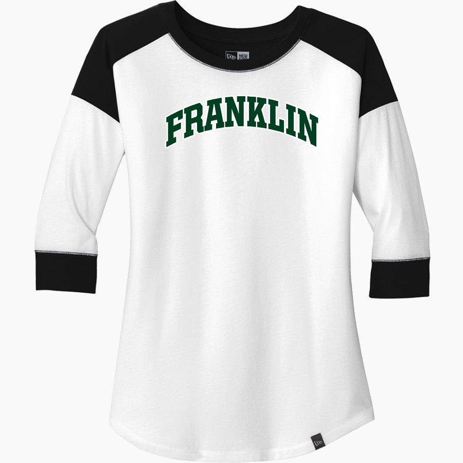 Franklin Quakers <span class="pdp-name-mascot">Franklin Quakers</span> New Era Ladies Heritage Blend 3/4-Sleeve Baseball Raglan Tee