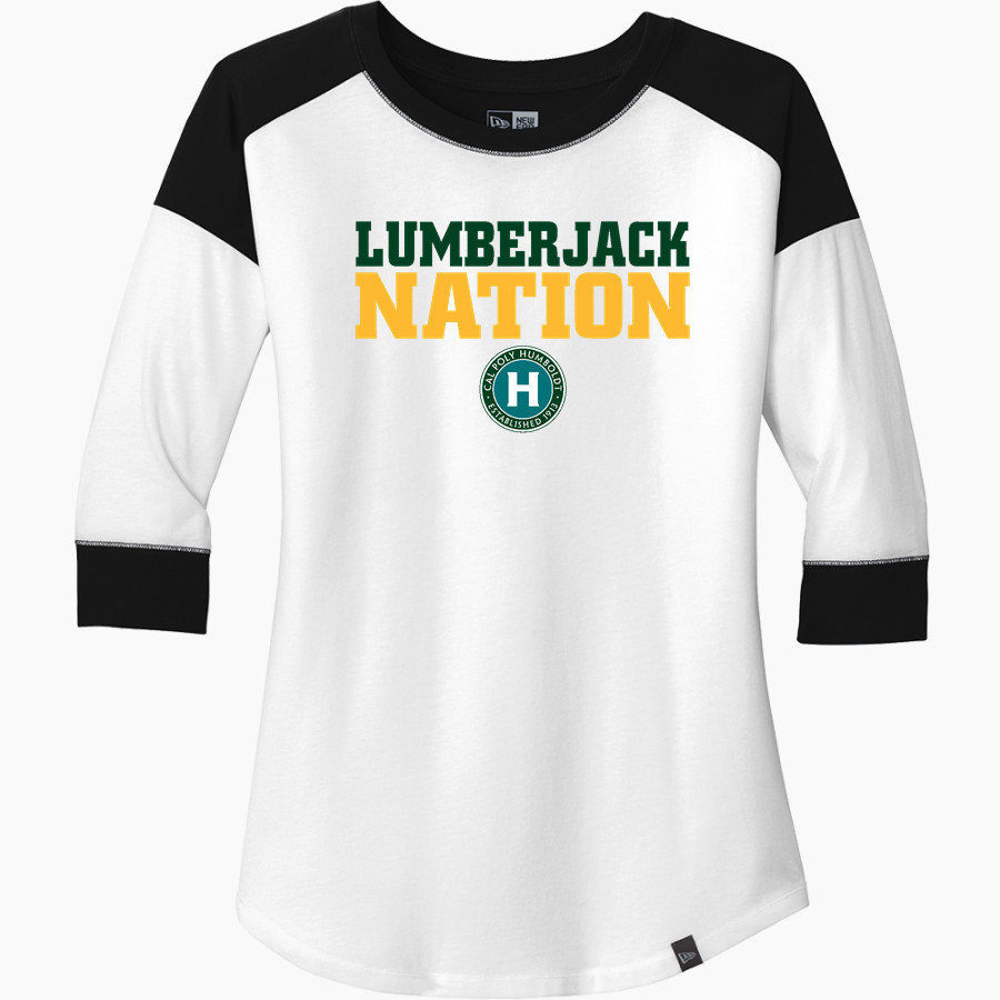 Cal Poly Humboldt Lumberjacks <span class="pdp-name-mascot">Humboldt State Lumberjacks</span> New Era Ladies Heritage Blend 3/4-Sleeve Baseball Raglan Tee