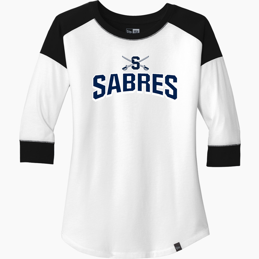 Saints Peter and Paul Sabres <span class="pdp-name-mascot">Saints Peter and Paul Sabres</span> New Era Ladies Heritage Blend 3/4-Sleeve Baseball Raglan Tee