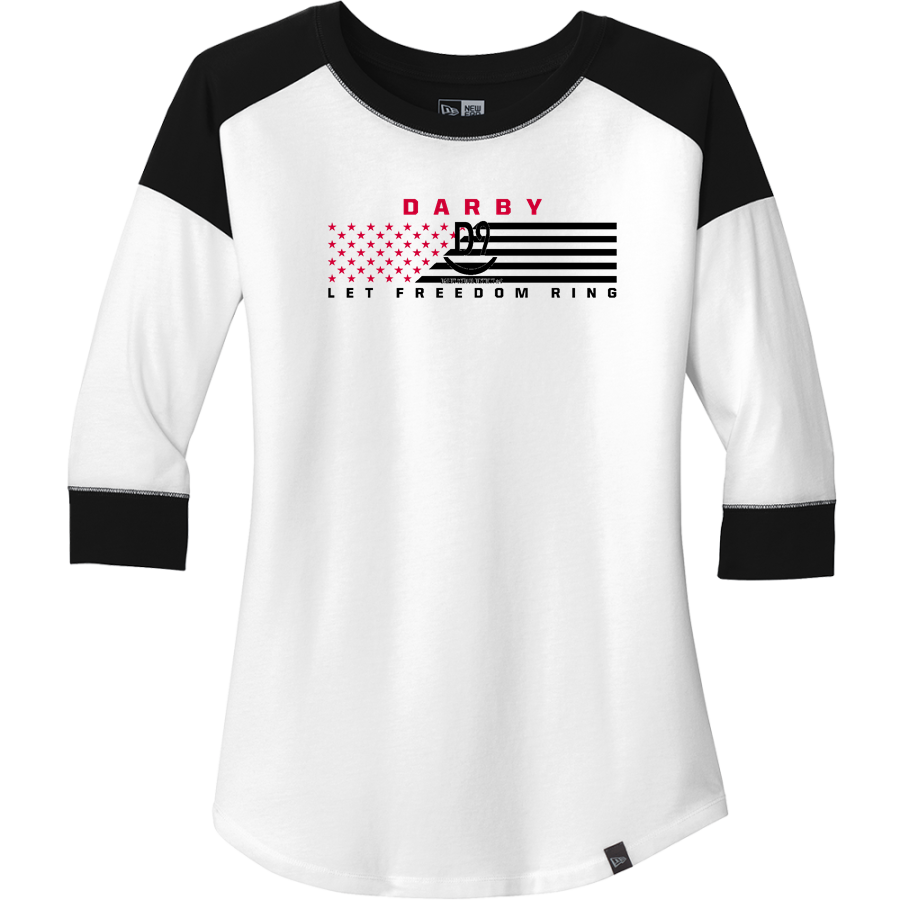 DARBY HIGH SCHOOL TIGERS <span class="pdp-name-mascot">DARBY TIGERS</span> New Era Ladies Heritage Blend 3/4-Sleeve Baseball Raglan Tee