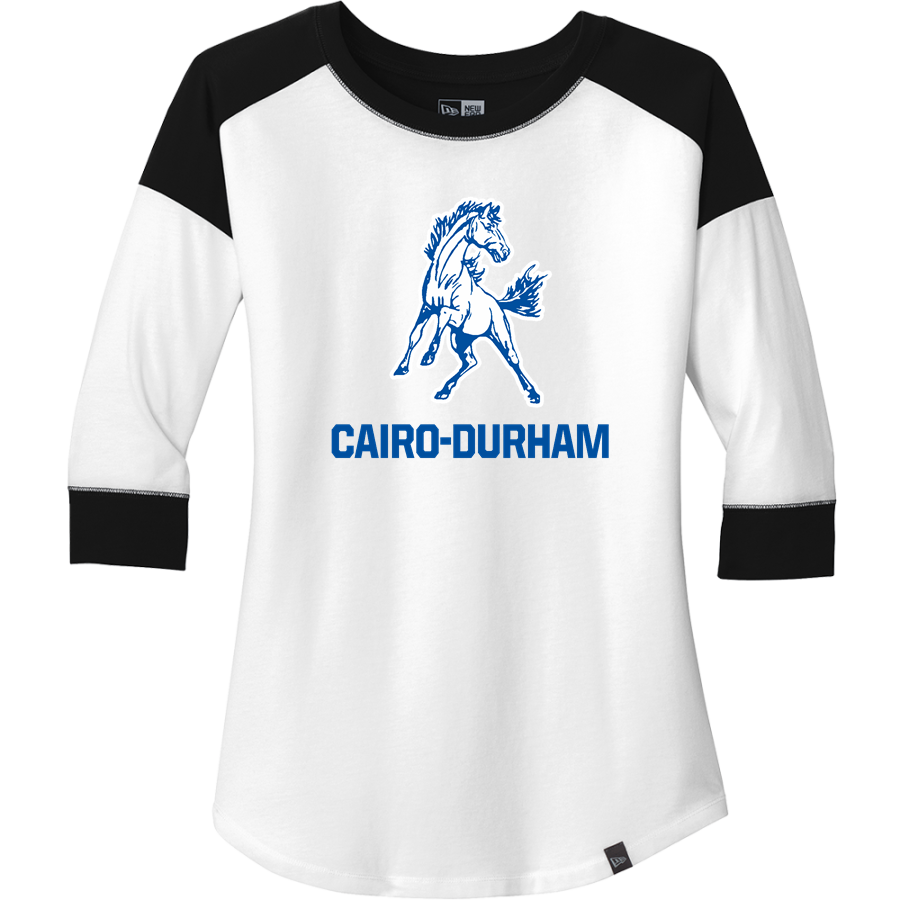 Cairo-Durham Mustangs <span class="pdp-name-mascot">Cairo-Durham Mustangs</span> New Era Ladies Heritage Blend 3/4-Sleeve Baseball Raglan Tee