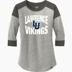 Lawrence University Vikings Online Store <span class="pdp-name-mascot">Lawrence</span> New Era Ladies Heritage Blend 3/4-Sleeve Baseball Raglan Tee Front Thumbnail
