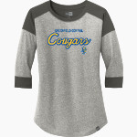 Greenfield Central Cougars Online Store <span class="pdp-name-mascot">Greenfield-Central Cougars</span> New Era Ladies Heritage Blend 3/4-Sleeve Baseball Raglan Tee Front Thumbnail