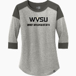 West Virginia State Yellow Jackets New Era Ladies Heritage Blend 3/4-Sleeve Baseball Raglan Tee Front Thumbnail