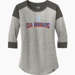 Providence Christian Sea Beggars New Era Ladies Heritage Blend 3/4-Sleeve Baseball Raglan Tee Front Thumbnail