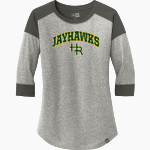 Head-Royce Jayhawks New Era Ladies Heritage Blend 3/4-Sleeve Baseball Raglan Tee Front Thumbnail
