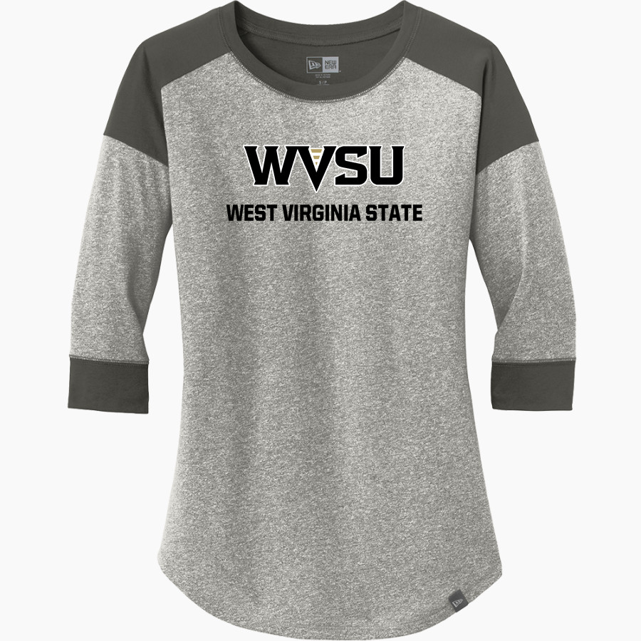 West Virginia State Yellow Jackets New Era Ladies Heritage Blend 3/4-Sleeve Baseball Raglan Tee