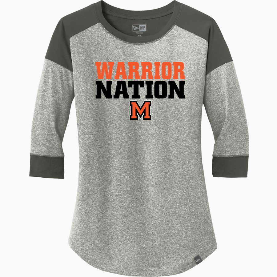 Mohonasen Warriors <span class="pdp-name-mascot">Mohonasen Warriors</span> New Era Ladies Heritage Blend 3/4-Sleeve Baseball Raglan Tee