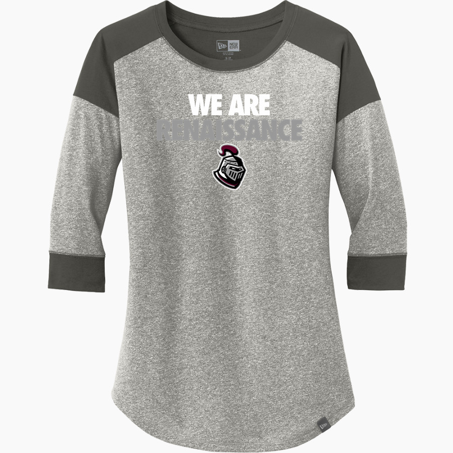 Renaissance Knights <span class="pdp-name-mascot">Renaissance Knights</span> New Era Ladies Heritage Blend 3/4-Sleeve Baseball Raglan Tee