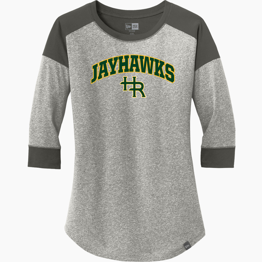 Head-Royce Jayhawks New Era Ladies Heritage Blend 3/4-Sleeve Baseball Raglan Tee
