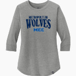 Metropolitan Wolves New Era Ladies Heritage Blend 3/4-Sleeve Baseball Raglan Tee Front Thumbnail