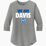 DAVIS SENIOR HIGH SCHOOL BLUE DEVILS <span class="pdp-name-mascot">DAVIS BLUE DEVILS</span> New Era Ladies Heritage Blend 3/4-Sleeve Baseball Raglan Tee Front Thumbnail