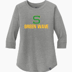 Summerville Green Wave <span class="pdp-name-mascot">Summerville Green Wave</span> New Era Ladies Heritage Blend 3/4-Sleeve Baseball Raglan Tee Front Thumbnail