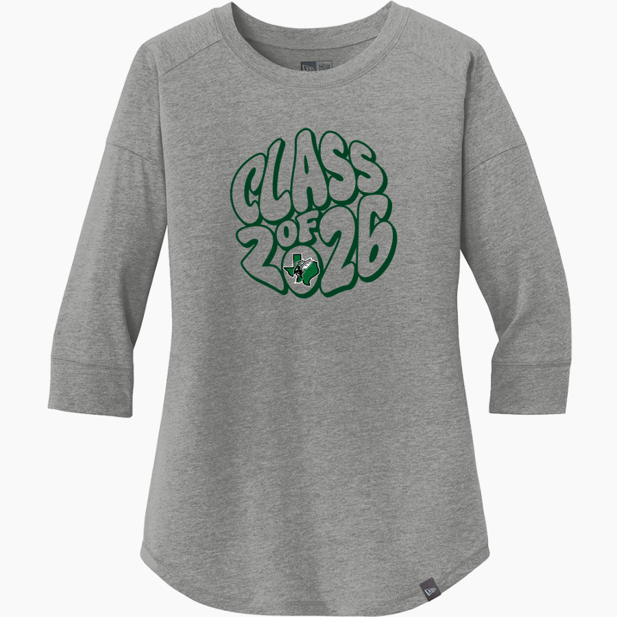 BOLES HIGH SCHOOL HORNETS New Era Ladies Heritage Blend 3/4-Sleeve Baseball Raglan Tee