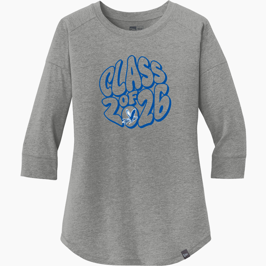 RANDOLPH HIGH SCHOOL RO-HAWKS <span class="pdp-name-mascot">RANDOLPH RO-HAWKS</span> New Era Ladies Heritage Blend 3/4-Sleeve Baseball Raglan Tee