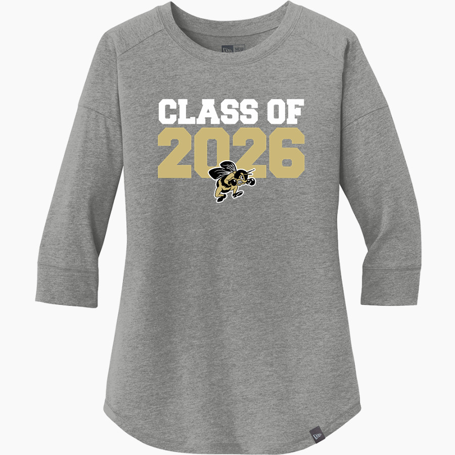 PERRYSBURG HIGH SCHOOL YELLOW JACKETS <span class="pdp-name-mascot">PERRYSBURG YELLOW JACKETS</span> New Era Ladies Heritage Blend 3/4-Sleeve Baseball Raglan Tee
