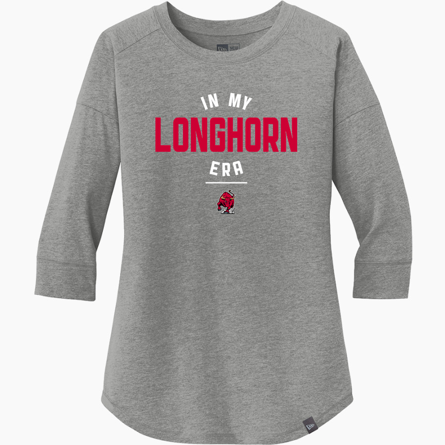 DOVER HIGH SCHOOL LONGHORNS New Era Ladies Heritage Blend 3/4-Sleeve Baseball Raglan Tee