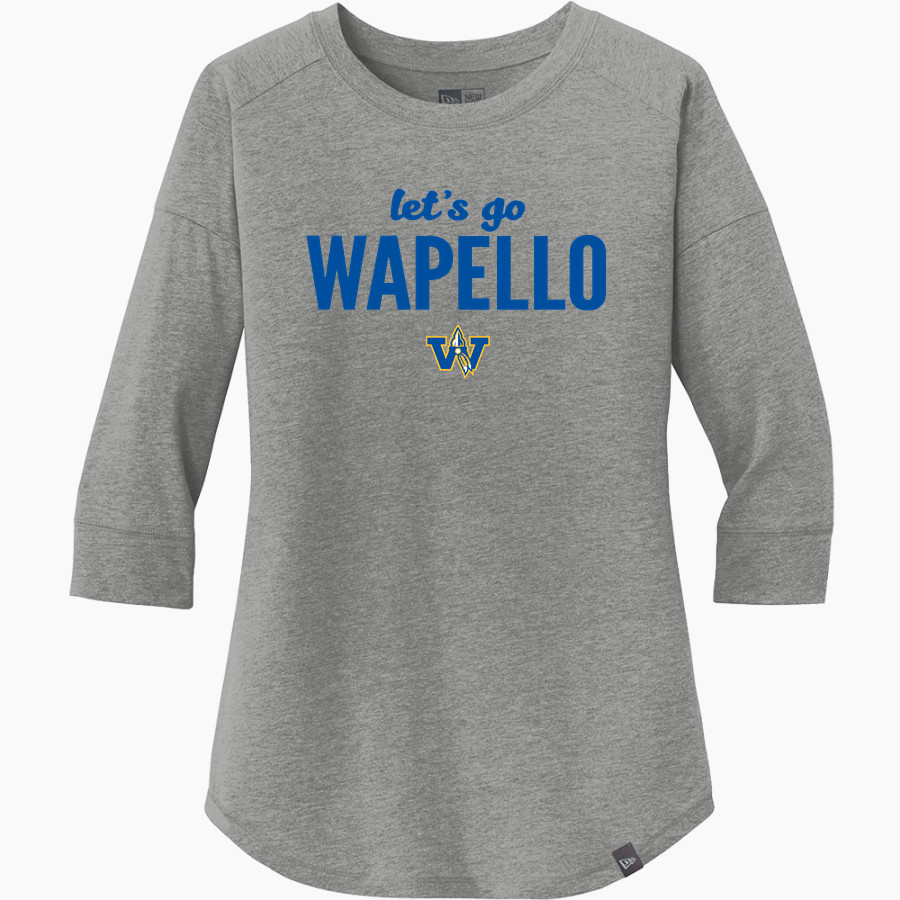 WAPELLO HIGH SCHOOL INDIANS New Era Ladies Heritage Blend 3/4-Sleeve Baseball Raglan Tee