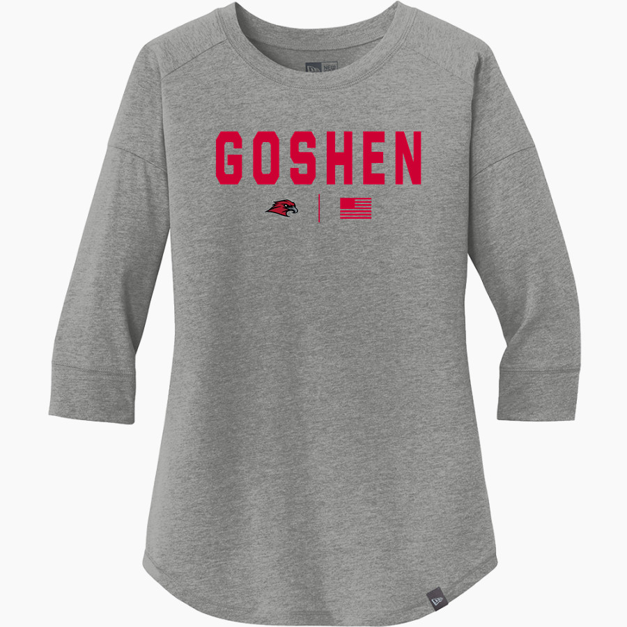 Goshen RedHawks <span class="pdp-name-mascot">Goshen RedHawks</span> New Era Ladies Heritage Blend 3/4-Sleeve Baseball Raglan Tee