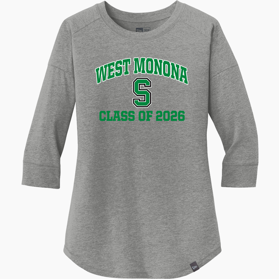 WEST MONONA HIGH SCHOOL SPARTANS New Era Ladies Heritage Blend 3/4-Sleeve Baseball Raglan Tee