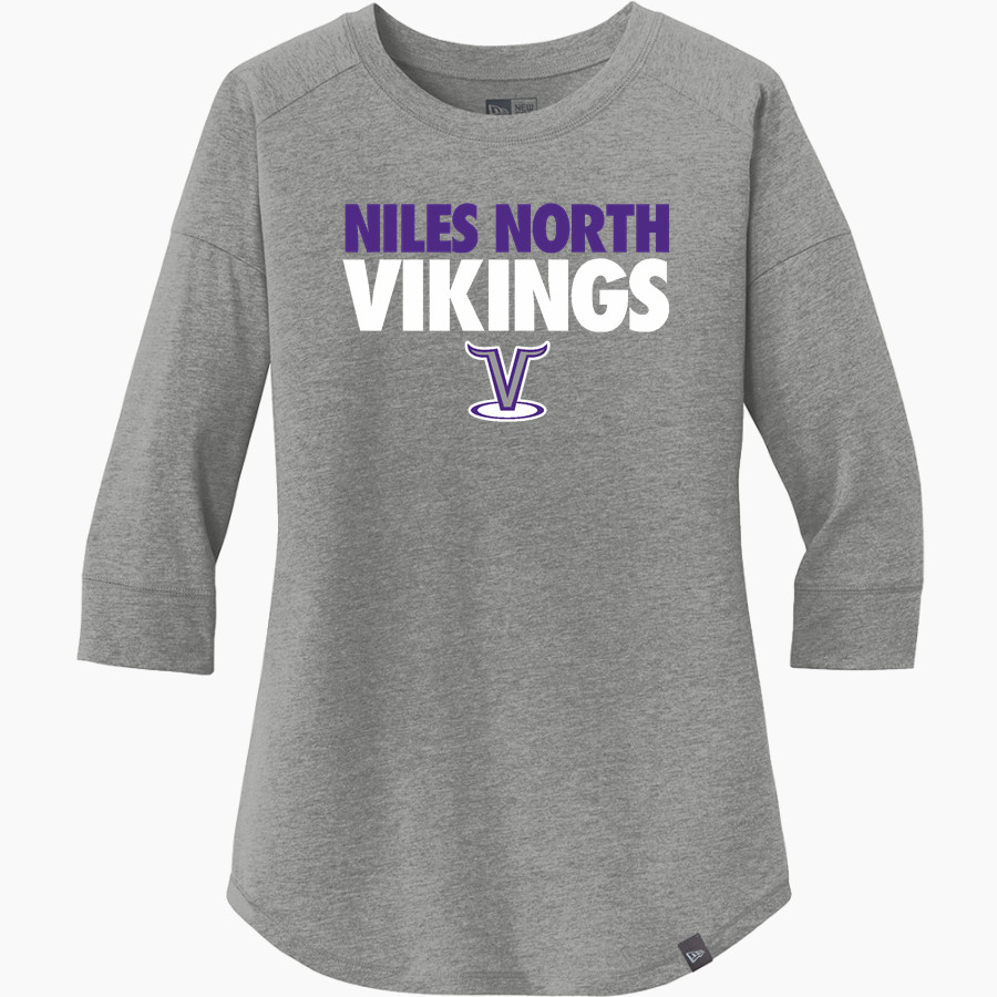 Niles North Vikings New Era Ladies Heritage Blend 3/4-Sleeve Baseball Raglan Tee