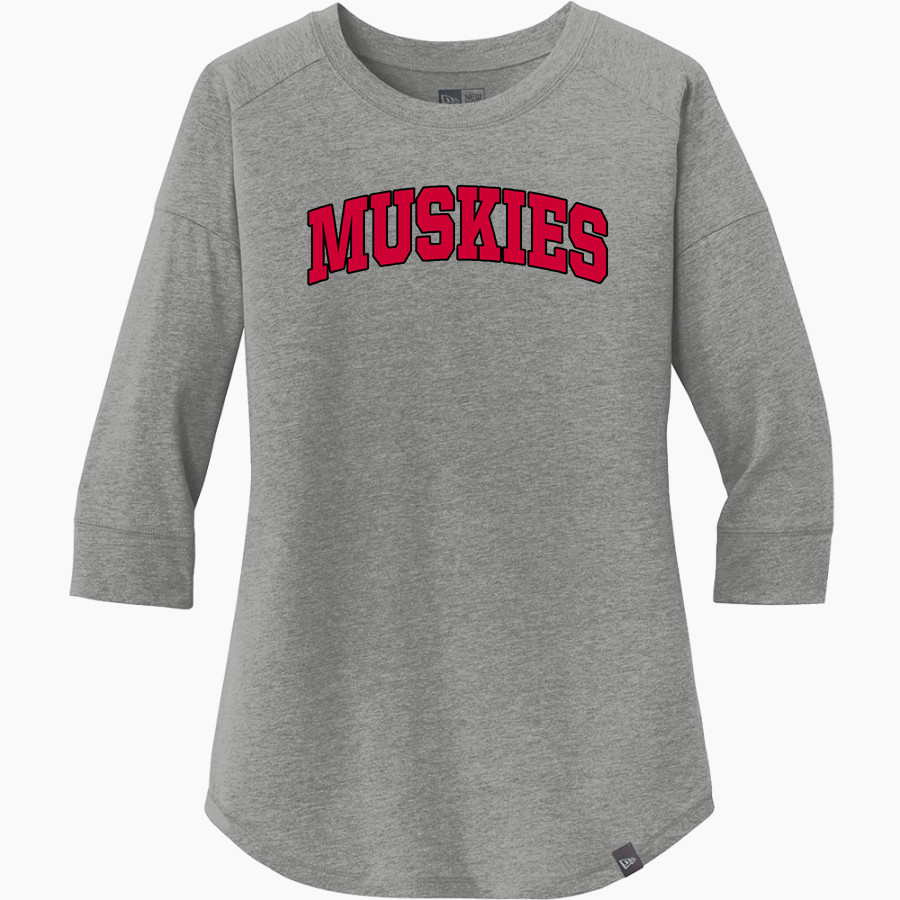 Muskingum Muskies New Era Ladies Heritage Blend 3/4-Sleeve Baseball Raglan Tee