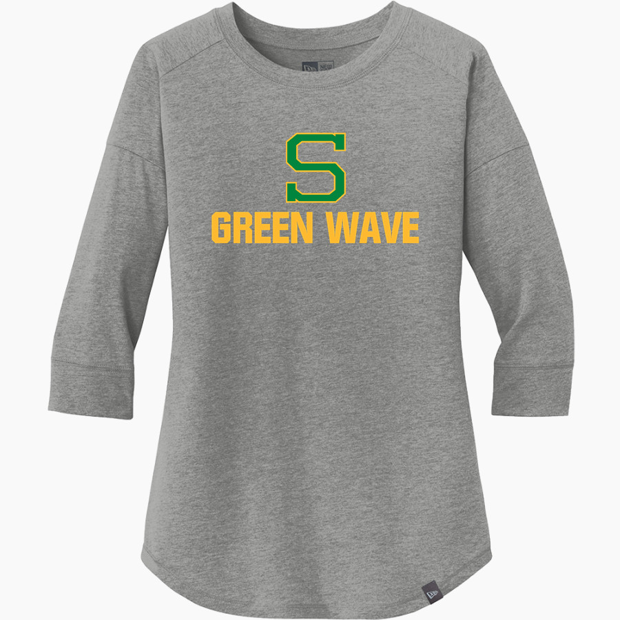 Summerville Green Wave <span class="pdp-name-mascot">Summerville Green Wave</span> New Era Ladies Heritage Blend 3/4-Sleeve Baseball Raglan Tee