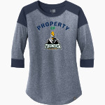 Doane Stuart Thunderchickens Thunderchickens <span class="pdp-name-mascot">Doane Stuart Thunderchickens</span> New Era Ladies Heritage Blend 3/4-Sleeve Baseball Raglan Tee Front Thumbnail