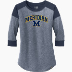 Meridian Warriors <span class="pdp-name-mascot">Meridian Warriors</span> New Era Ladies Heritage Blend 3/4-Sleeve Baseball Raglan Tee Front Thumbnail