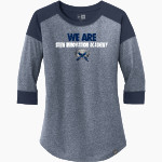 STEM Innovation Academy of the Oranges we rise together <span class="pdp-name-mascot">STEM Phoenix</span> New Era Ladies Heritage Blend 3/4-Sleeve Baseball Raglan Tee Front Thumbnail