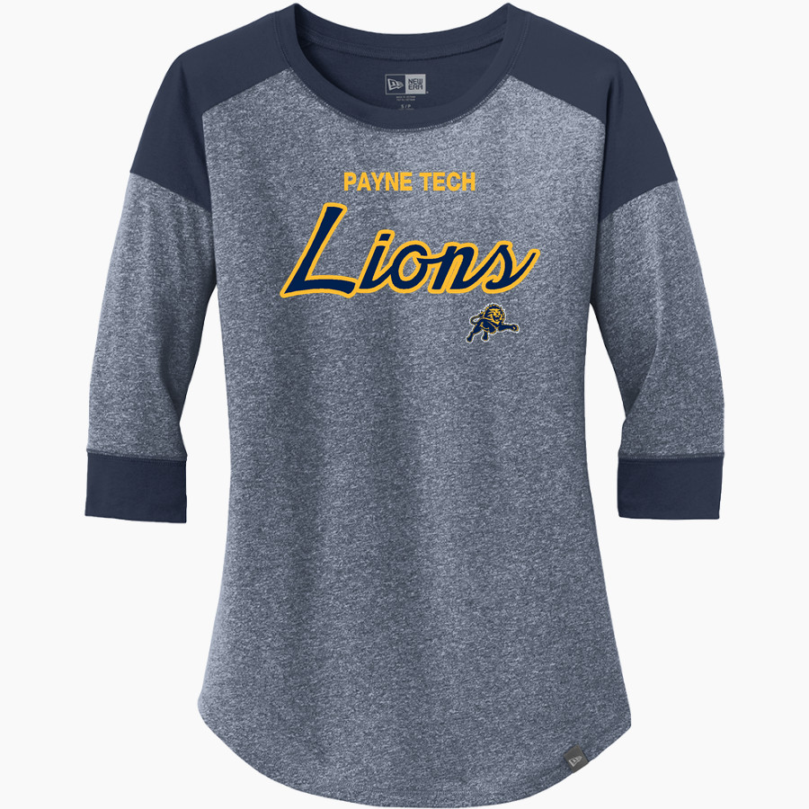 Payne Tech Lions New Era Ladies Heritage Blend 3/4-Sleeve Baseball Raglan Tee