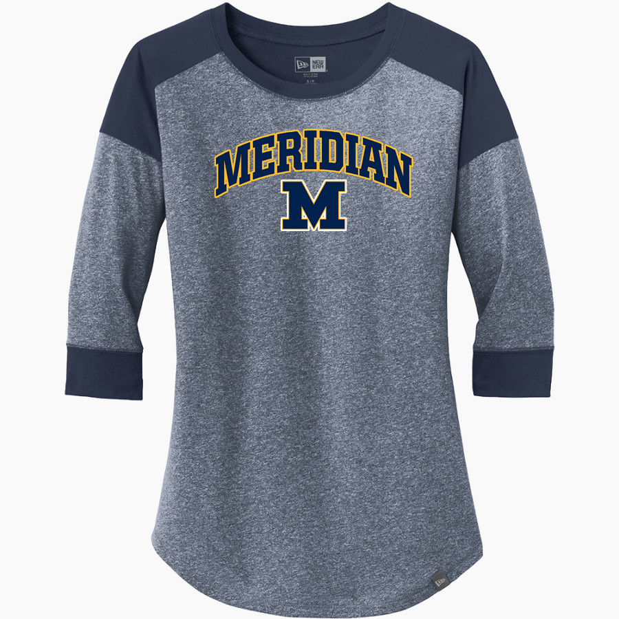 Meridian Warriors <span class="pdp-name-mascot">Meridian Warriors</span> New Era Ladies Heritage Blend 3/4-Sleeve Baseball Raglan Tee