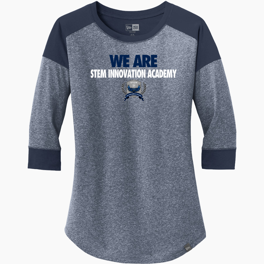 STEM Innovation Academy of the Oranges we rise together <span class="pdp-name-mascot">STEM Phoenix</span> New Era Ladies Heritage Blend 3/4-Sleeve Baseball Raglan Tee